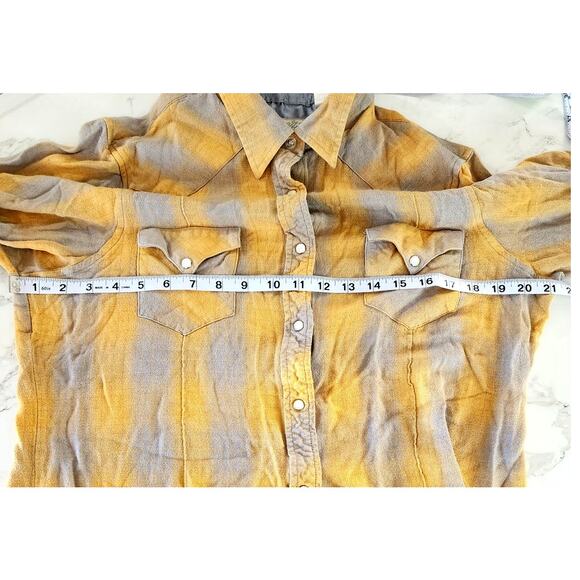 Vintage Roper Women's Yellow Gray Long Sleeve Pearl Snap Down Shirt Size XL - Picture 5 of 7
